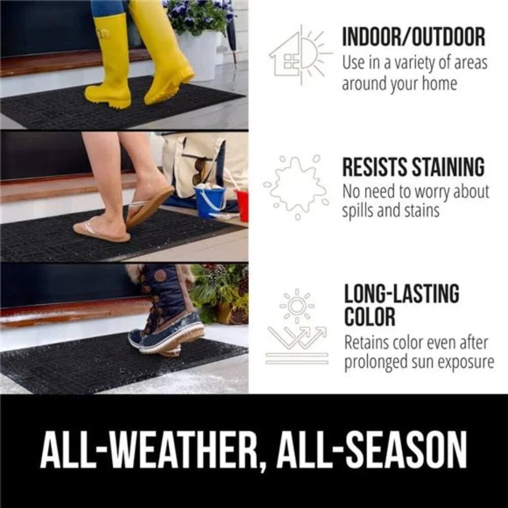 100% Waterproof All-Season WeatherMax Doormat, Durable Natural Rubber, Stain